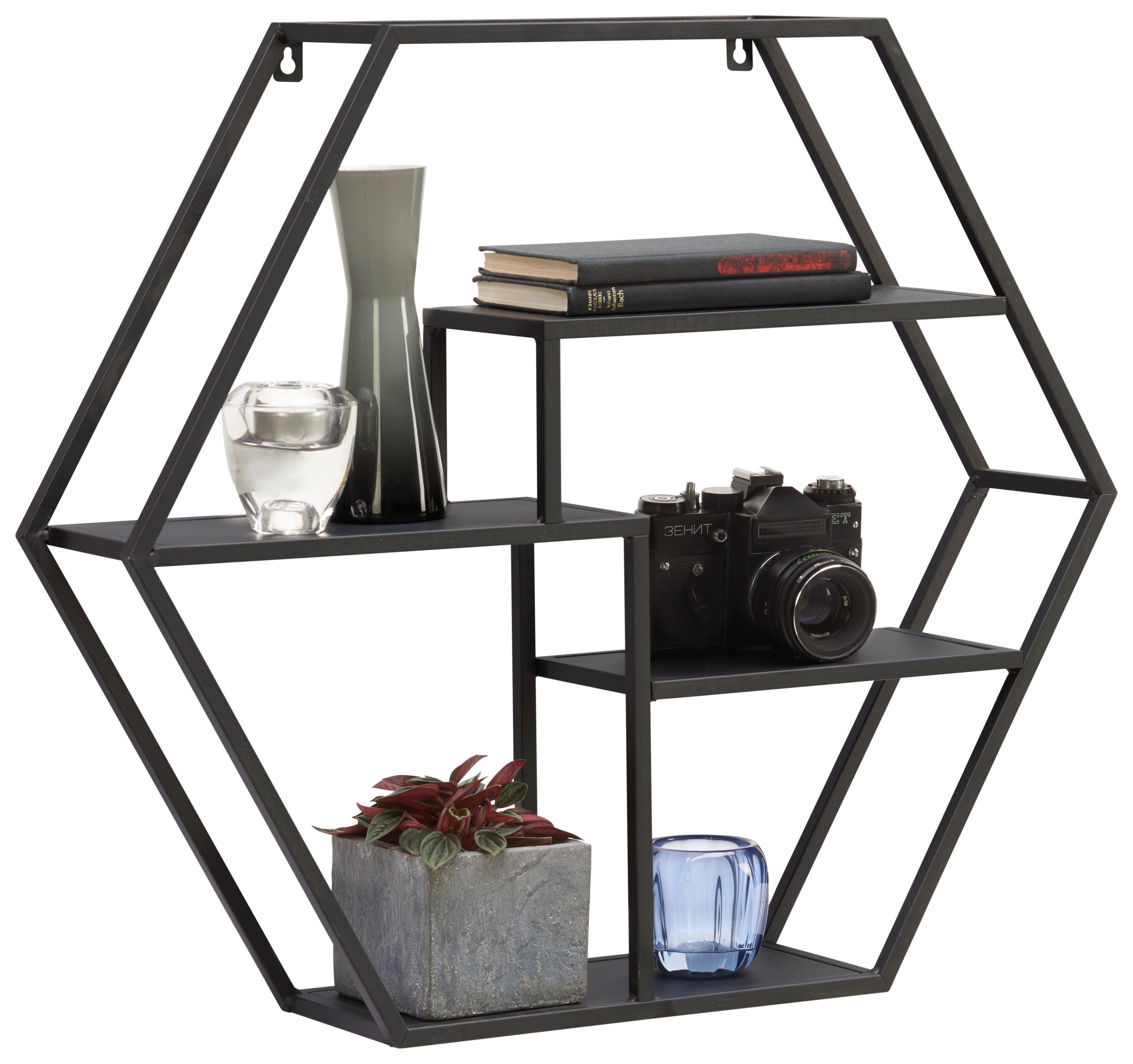 REGAŁ ŚCIENNY KAI - czarny, Trend, metal (60/52/13cm) - Landscape