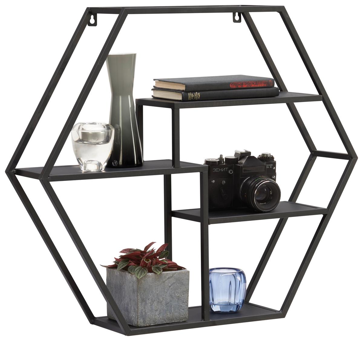 REGAŁ ŚCIENNY KAI - czarny, Trend, metal (60/52/13cm) - Landscape