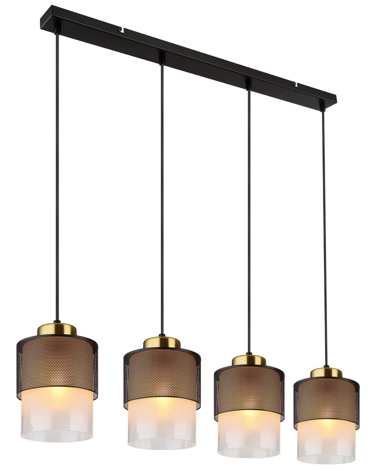 Hängeleuchte Olga Klar/Messingfarben max.60Watt - Klar/Messingfarben, Design, Glas/Metall (91/16/120cm) - Globo