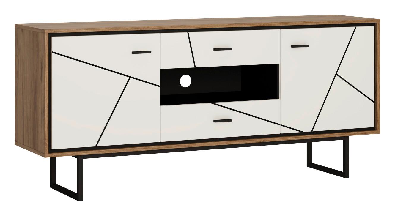 Tv-element Brolo, Bela, Barva Hrasta - Moderno, kovina/umetna masa (167/74/40cm)