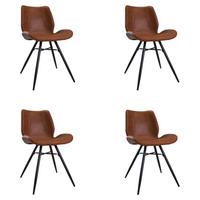 Stuhl-Set Barron 4er-Set ca. 47x82 cm Cognac - Cognac/Schwarz, KONVENTIONELL, Textil/Metall (47/82/55cm) - MID.YOU