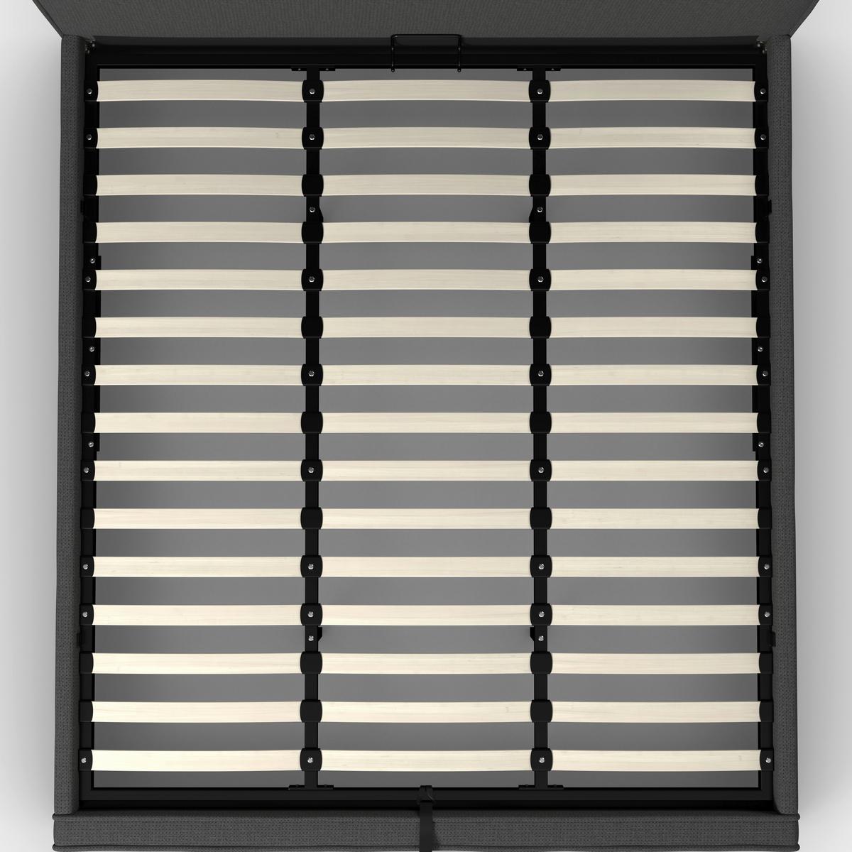 Polsterbett Gina Dunkelgrau ca. 180x200 cm Stauraum - Dunkelgrau/Schwarz, MODERN, Holz/Textil (180/200cm) - Bessagi Home