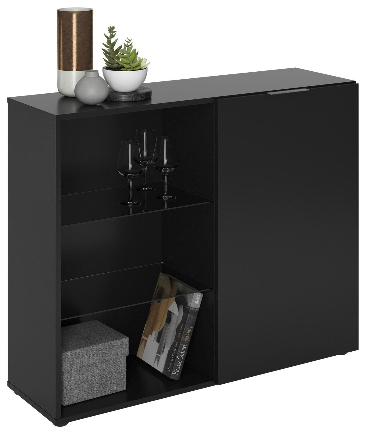 Kommode in Schwarz - Schwarz, MODERN, Glas/Holzwerkstoff (100/81/32cm) - Mömax