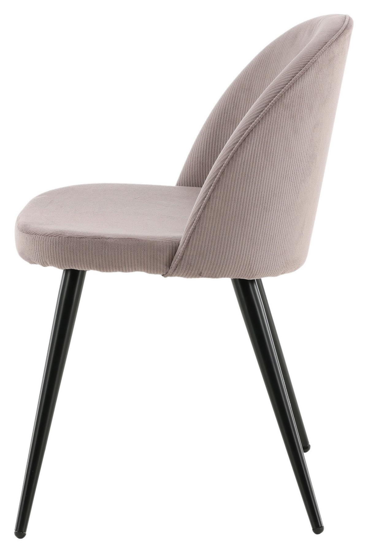 STUHL-SET VELVET - Pink/Schwarz, Design, Textil/Metall (57/76,5/50cm) - Livetastic