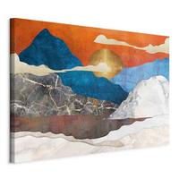 Slika Na Platnu Mountain Idyll - sivobela/temno modra, Basics, tekstil/les (90/60/1.2cm) - artgeist