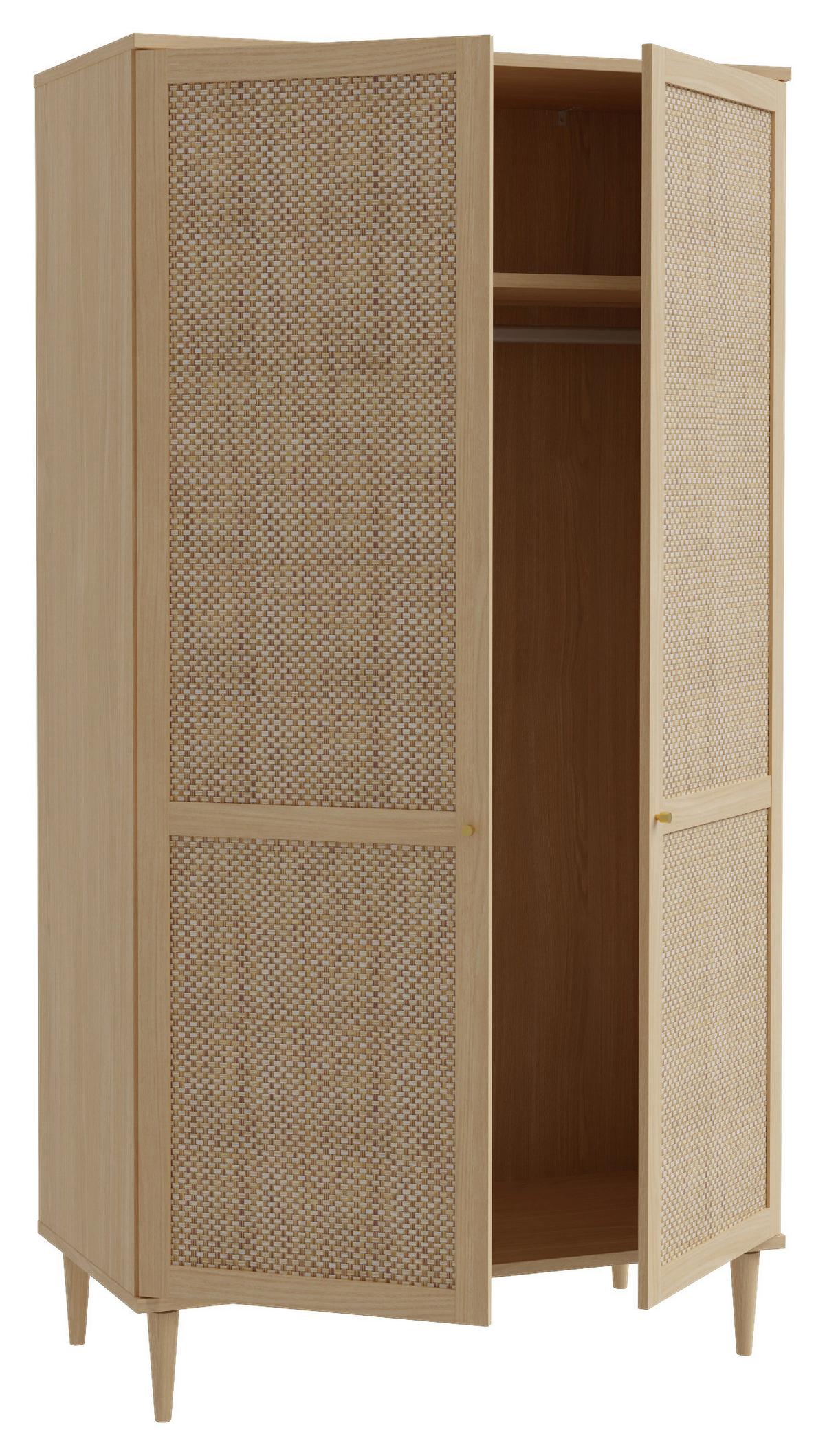 DULAP CU UșI ROTATIVE CALASETTA - culoare lemn stejar, Natur, material pe bază de lemn (110,1/208,1/52,1cm) - Zandiara
