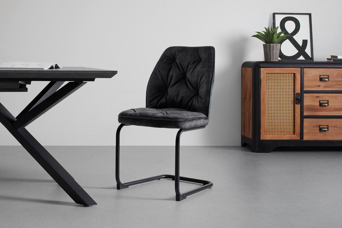 Schwingstuhl Eila Grau/Schwarz - Schwarz/Grau, MODERN, Holz/Textil (47/91/61cm) - Mömax
