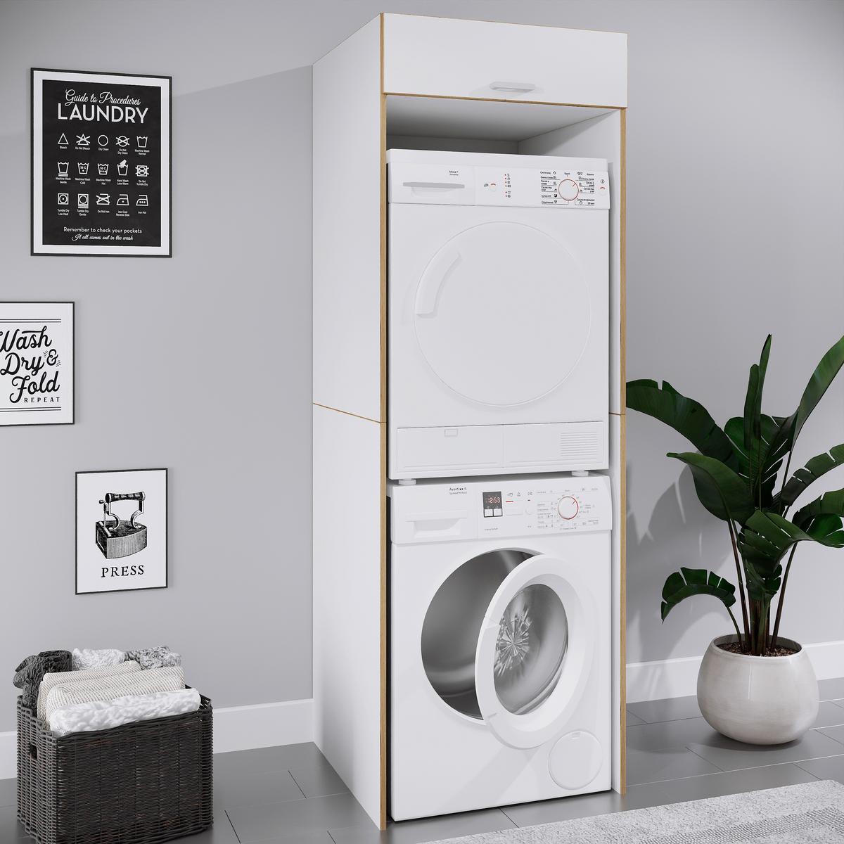 Waschmaschinenschrank Rislo - Honigeiche/Weiss, Trend, Holzwerkstoff/Kunststoff (67/200/68cm) - MID.YOU
