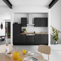 Küchenblock Touch Low m. Geräten Schwarz - Edelstahlfarben/Eichefarben, MODERN, Holzwerkstoff/Metall (270cm) - Nobilia