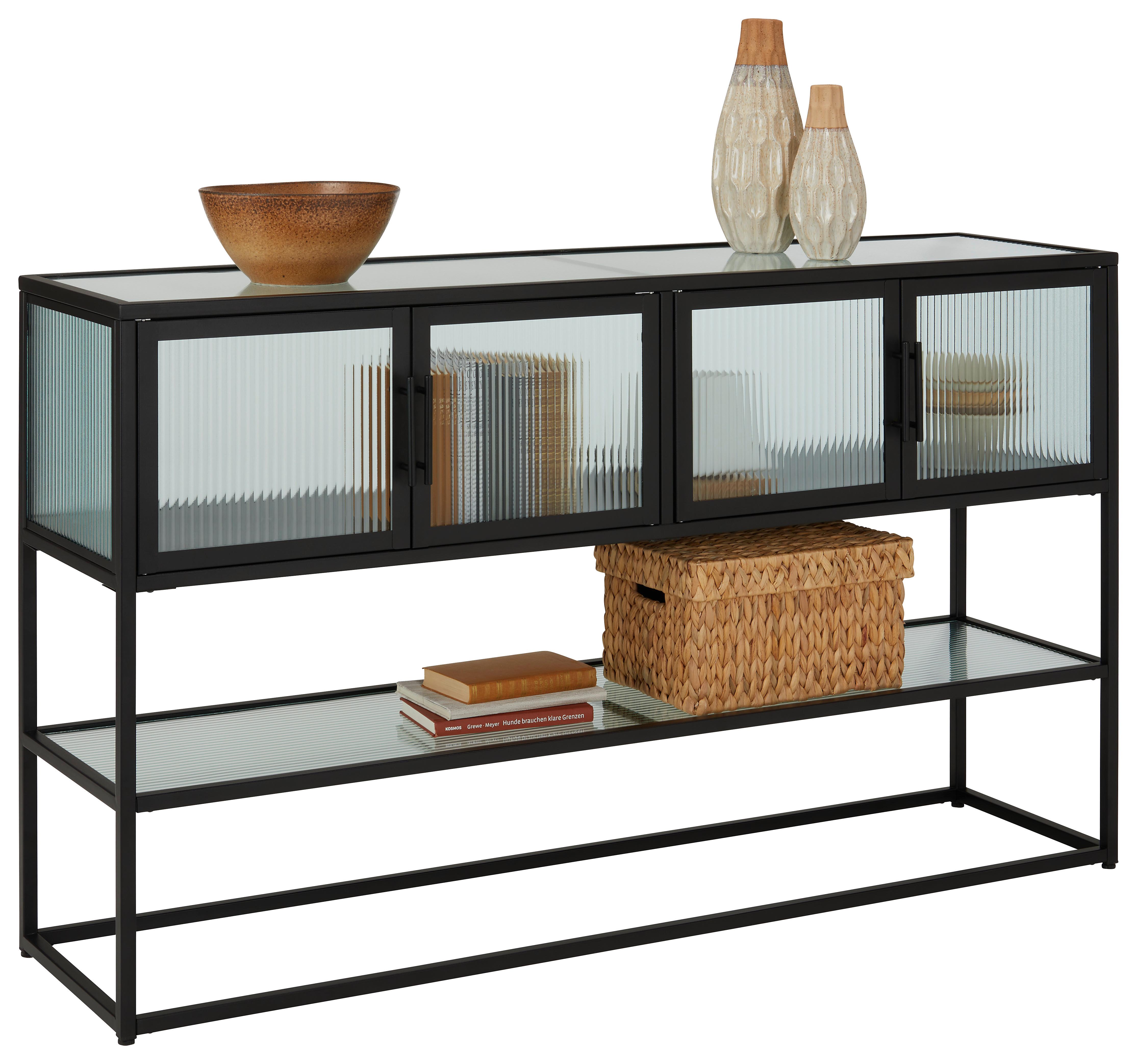 Komoda Cube -Trend- - črna/prozorno, Moderno, kovina/steklo (150/90/38cm) - Modern Living