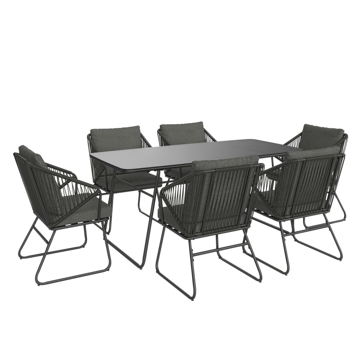 Set grădină Mathi - gri închis/negru, Modern, plastic/sticlă (85/76/180cm) - Mömax