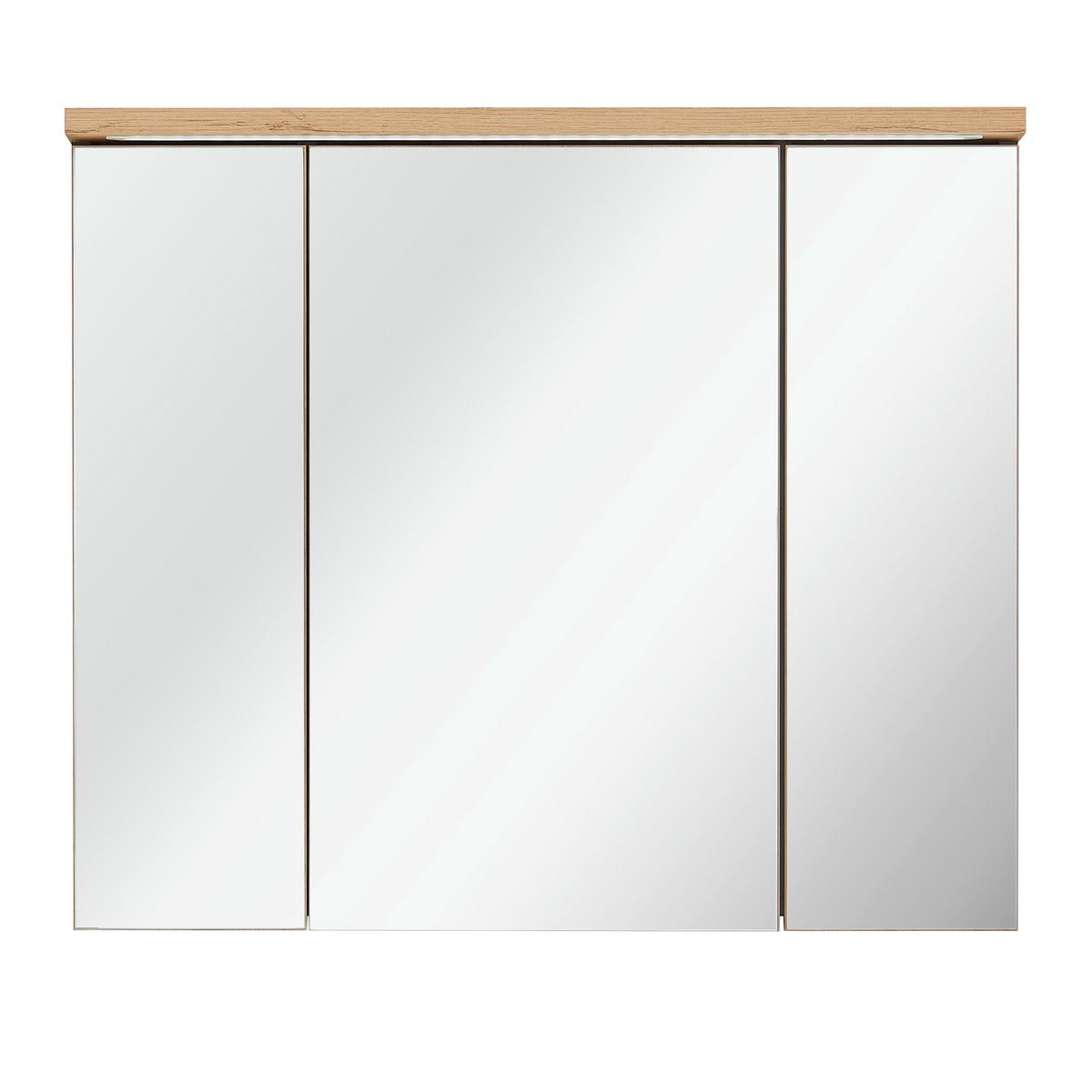 Spiegelschrank Memphis Grau - Eiche Artisan/Grau, Modern, Glas/Holzwerkstoff (80/69/23cm) - Mömax