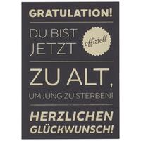 Postkarte Zu alt um jung zu sterben - Goldfarben/Schwarz, Papier (10,5/14,8cm)