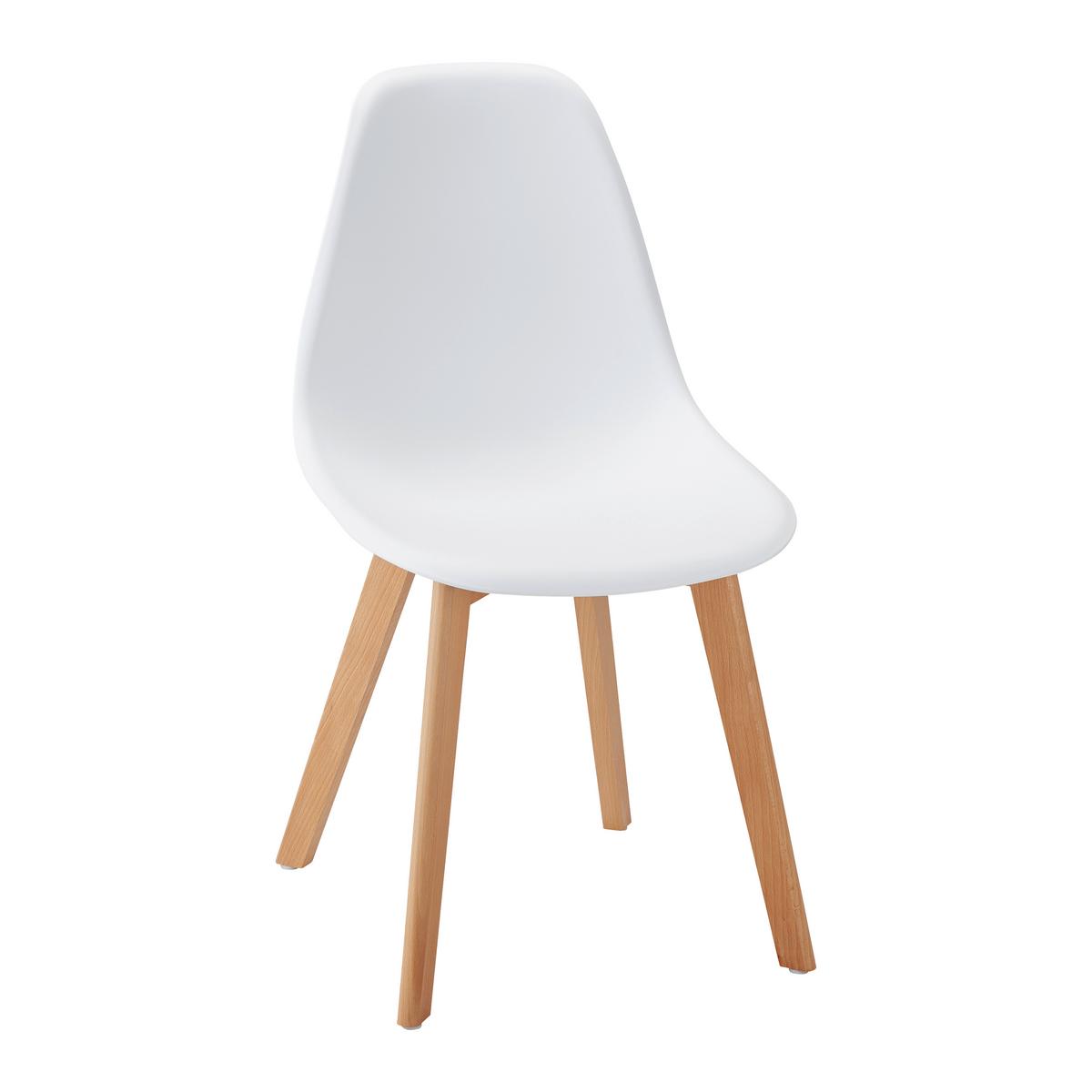 Stuhl Frieda Weiß Kunststoff Echtholz Beine - Buchefarben/Weiß, MODERN, Holz/Kunststoff (54/87,5/46cm) - Bessagi Home