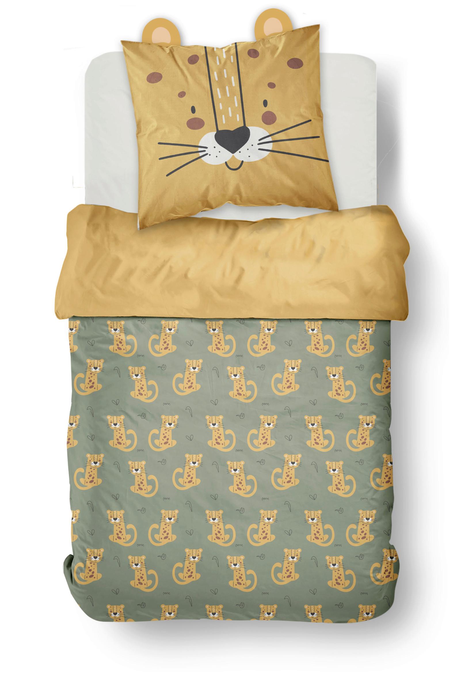 Otroška Posteljnina Tiger - zelena/svetlo rumena, tekstil (140/200cm)