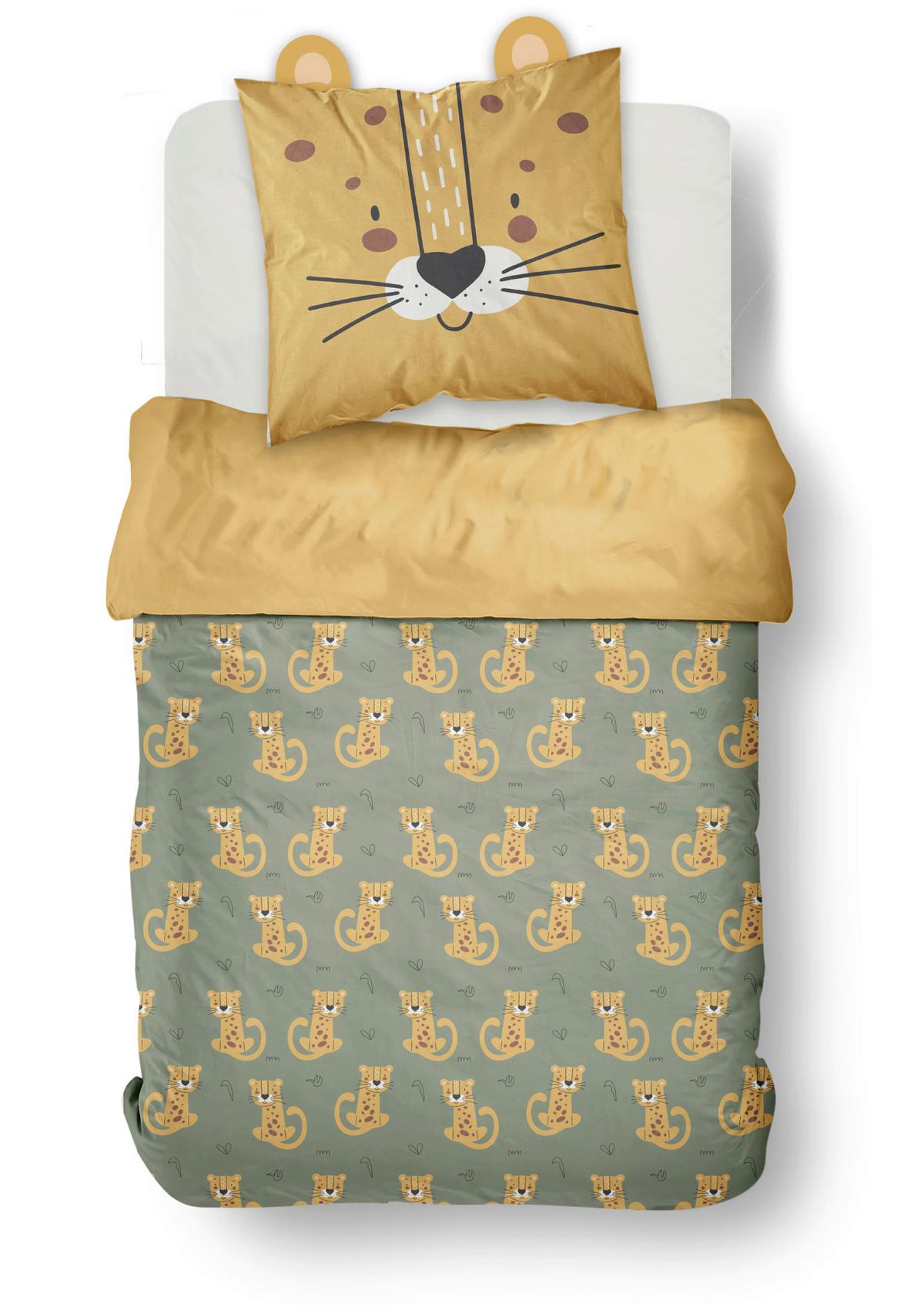 Otroška Posteljnina Tiger - zelena/svetlo rumena, tekstil (140/200cm)