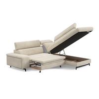 Sarokgarnitúra Emma - bézs, Modern, faalapú anyag/textil (262/81/97/215cm) - Mömax