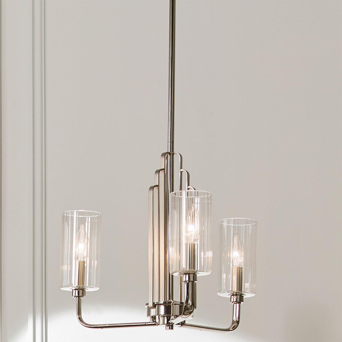 Luster Kimrose 3 - boje nikla, Konvencionalno, staklo/metal (45.9/47.9cm) - Elstead Lighting