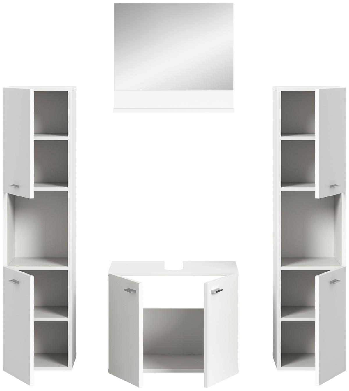 Kopalnica Boston, Bela, 4-Delna - srebrne barve/bela, Moderno, umetna masa/steklo (117cm) - MID.YOU