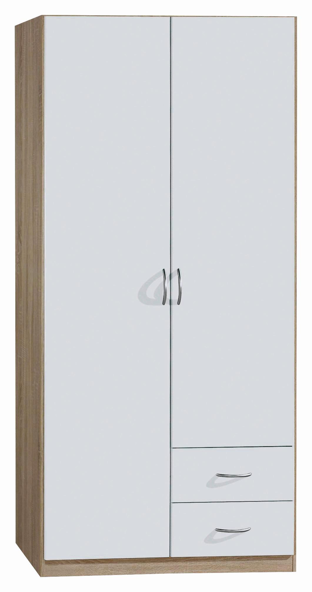 Omara S Klasičnimi Vrati Case, Bela, Barva Hrasta - srebrne barve/bela, Design, umetna masa/leseni material (91/197/54cm) - Boxxx