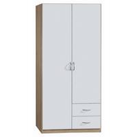 Omara S Klasičnimi Vrati Case, Bela, Barva Hrasta - srebrne barve/bela, Design, umetna masa/leseni material (91/197/54cm) - Boxxx