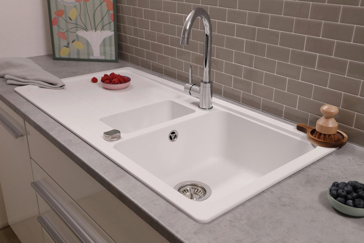 Pomivalno Korito Austin, 100x50cm - bela, Design, kamen (100/20/50cm) - Respekta