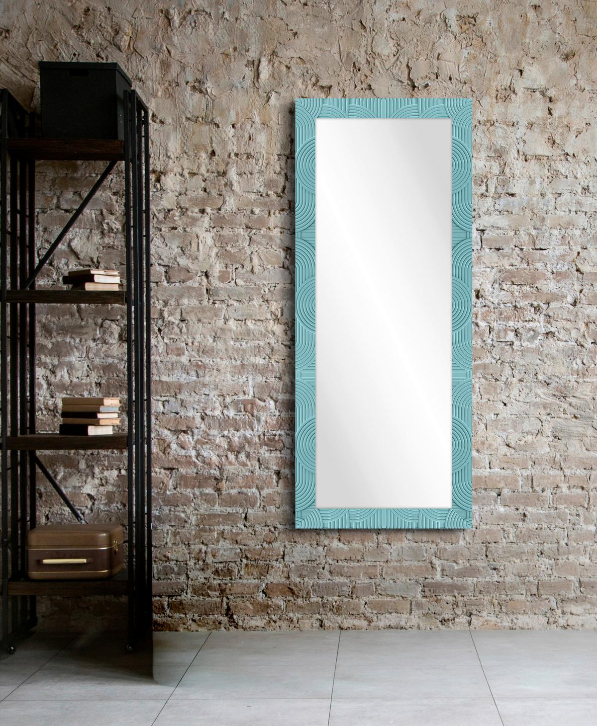 Oglindă Lines - albastru/gri, Modern, sticlă/material pe bază de lemn (71/172/3cm) - Premium Living