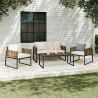 Gartenset Magaluf Beige/Naturfarben, 4-teilig - Beige/Anthrazit, Modern, Holz/Kunststoff (130/76/72cm) - Mömax