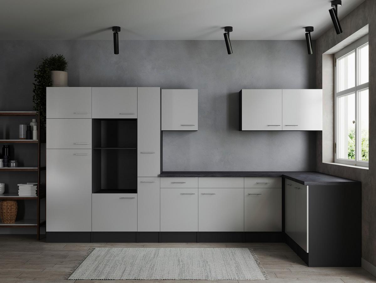 Kotna Kuhinja Brez Aparatov Oliver, 370x172cm - srebrne barve/siva, Design, kovina/leseni material (370/172cm) - Respekta