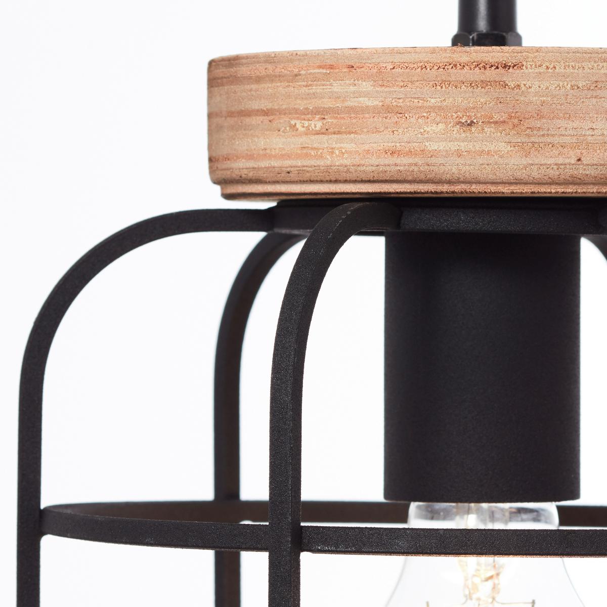 Hängeleuchte Gwen Braun/Schwarz max. 40 Watt - Schwarz/Braun, Design, Holz/Metall (100/20/142cm) - Brilliant
