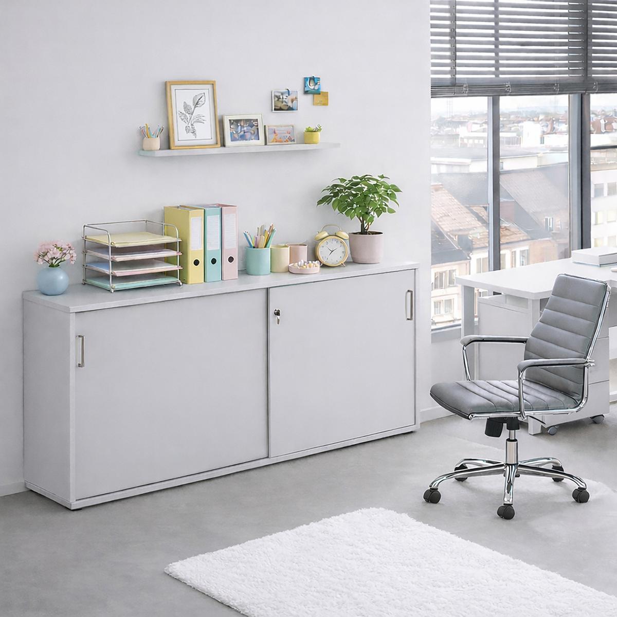 Aktenschrank "Serie 1500" , hellgrau - Hellgrau, KONVENTIONELL, Holzwerkstoff (160/84,2/41cm) - MID.YOU
