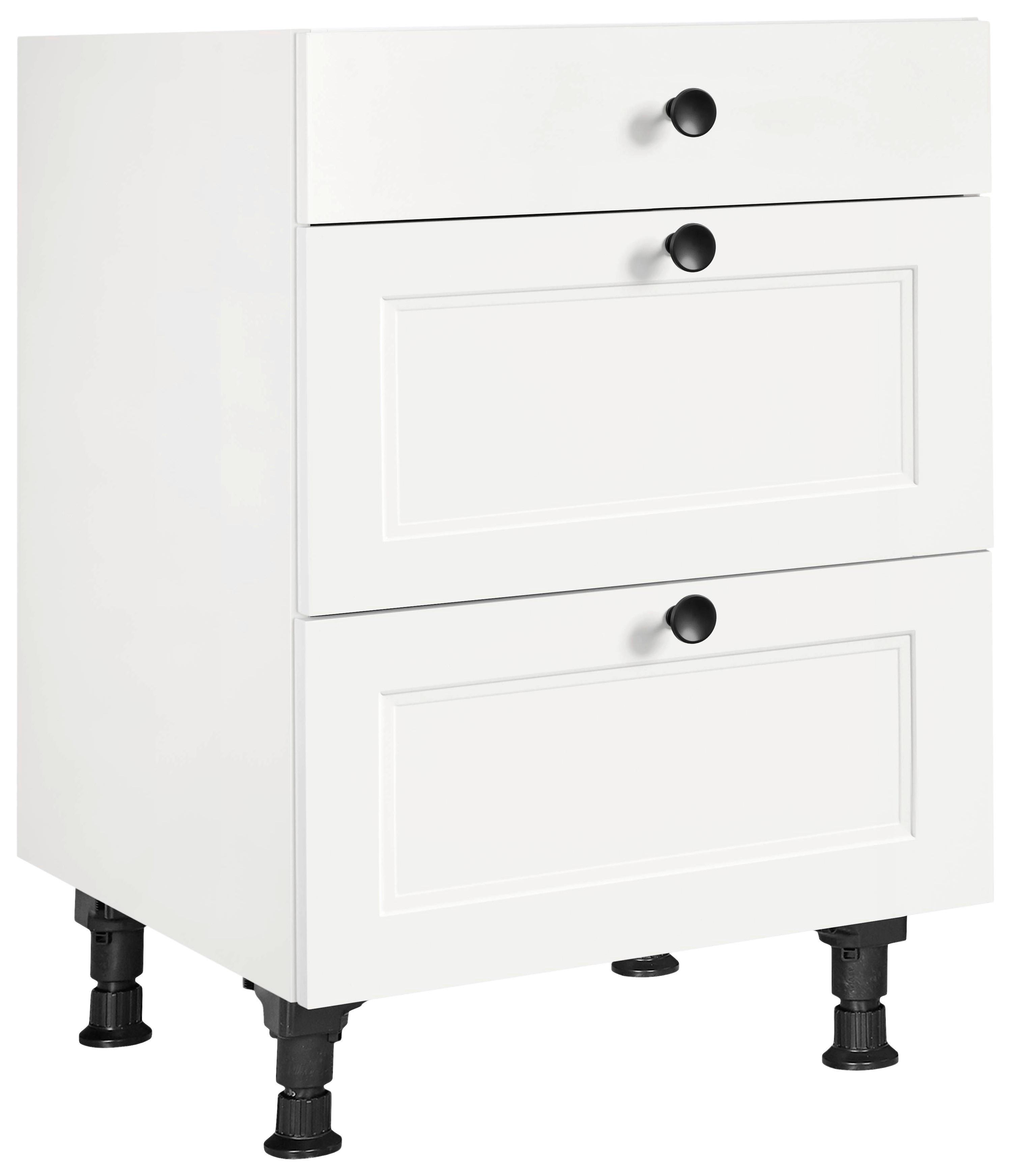 Schubkastenunterschrank Cascada Weiß - Schwarz/Weiß, MODERN, Holzwerkstoff/Metall (60/87/56cm) - Nobilia