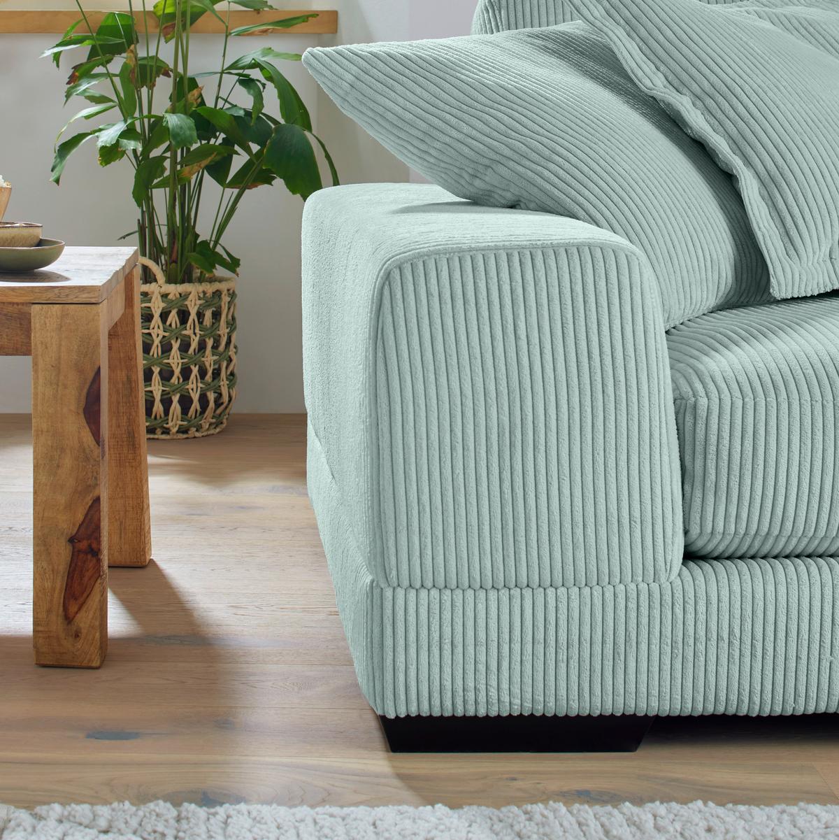 Ecksofa Paddy Ecke Türkis, Cord - Beige/Schwarz, ROMANTIK / LANDHAUS, Holz/Kunststoff (280/57/125cm) - Mömax