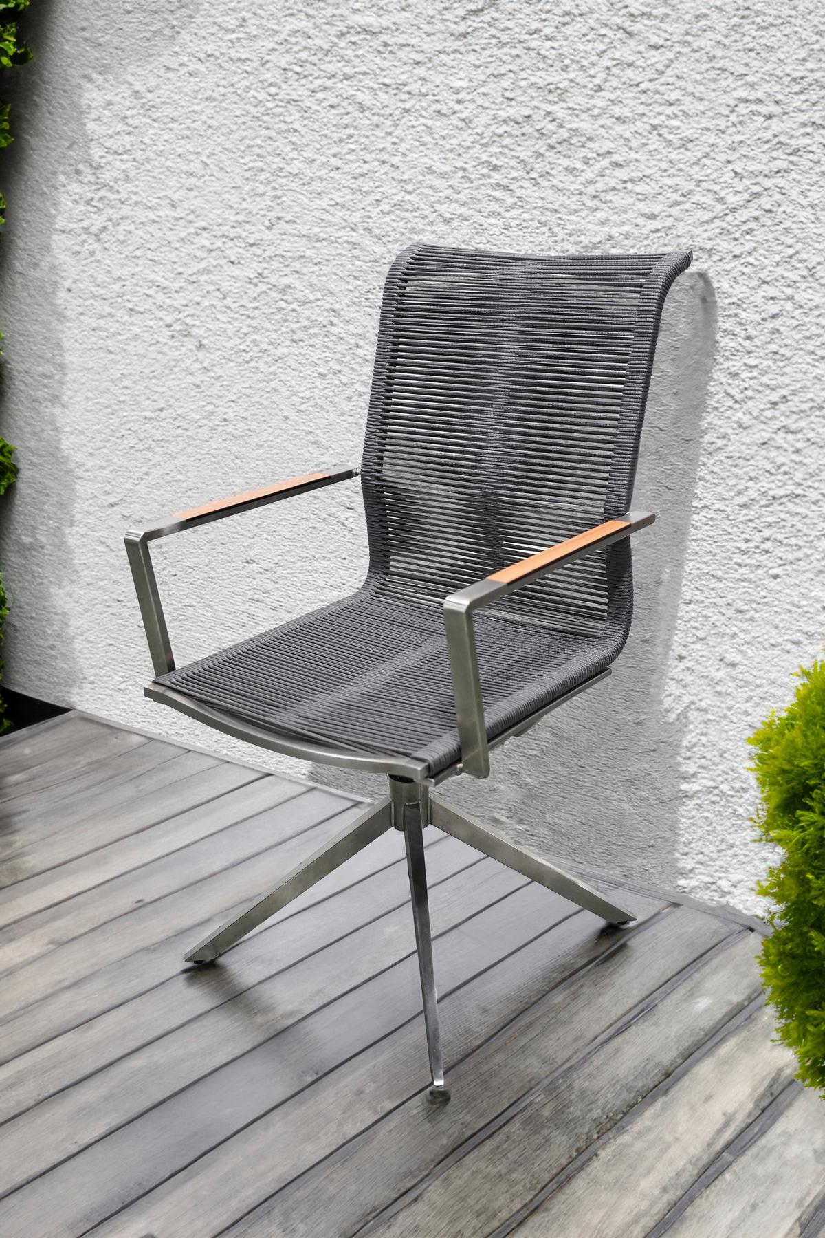 Gartenstuhl-Set Rubiera Anthrazit/Teak 2er-Set - Anthrazit/Silberfarben, Basics, Holz/Kunststoff (63/95/54cm) - Gardenson