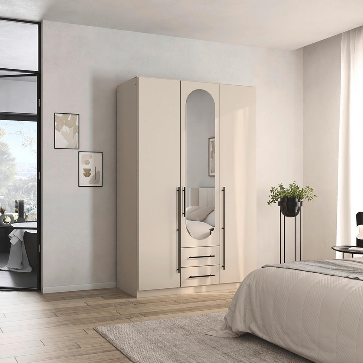 Dulap cu uși rotative VELORA - șampanie, Konventionell, material pe bază de lemn (136/210/54cm) - Mömax