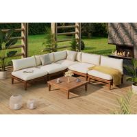KOMPLET MEBLI TARASOWYCH BORNEO - beżowy/kolor akacjowy, Modern, drewno (80/65/80cm) - Ambia Garden