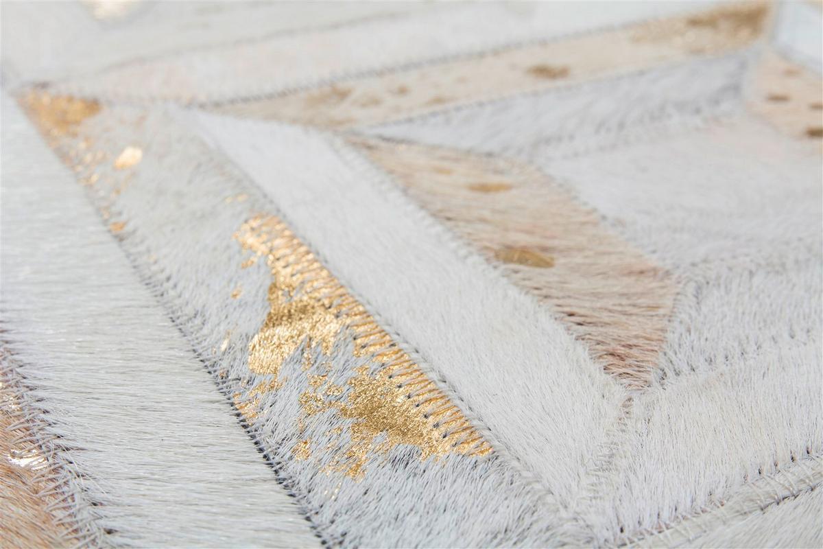 FLACHWEBETEPPICH SPARK 410 ELFENBEIN / GOLD - Goldfarben/Creme, Basics, Leder (80/150cm) - Kayoom