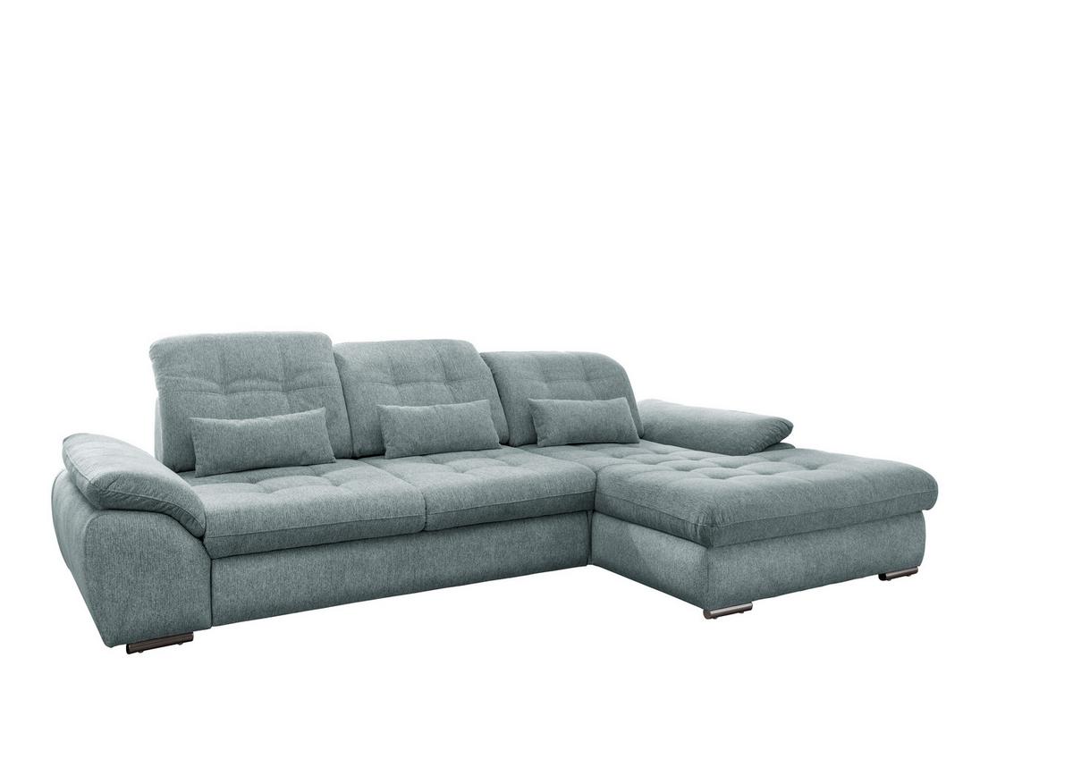 Ecksofa Rigatti mit Bettkasten ca. 314x184 cm Mint - Blau/Chromfarben, MODERN, Textil/Metall (314/184cm) - Livetastic