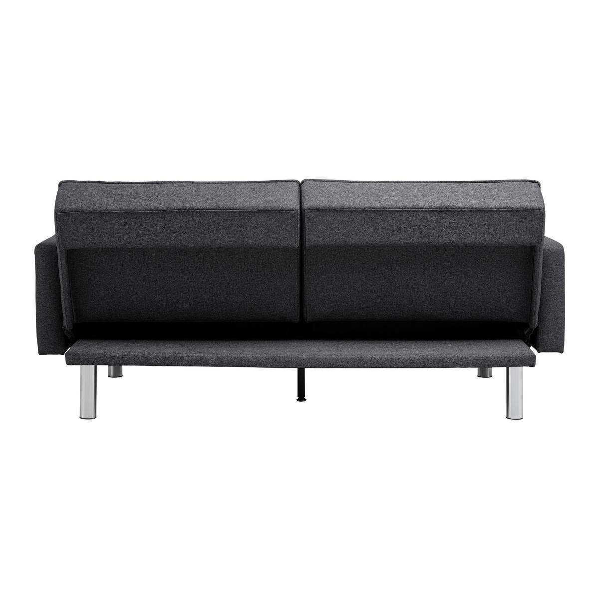 Schlafsofa in dunkel- grau inkl. 2 Kissen "David" - Chromfarben/Dunkelgrau, Modern, Holz/Textil (196/83/89cm) - Bessagi Home