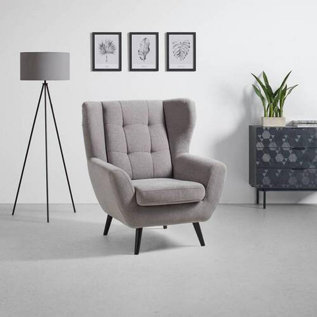 Fotoliu HELSINKI - gri închis/gri, Modern, lemn/textil (91/102/90cm) - Mömax