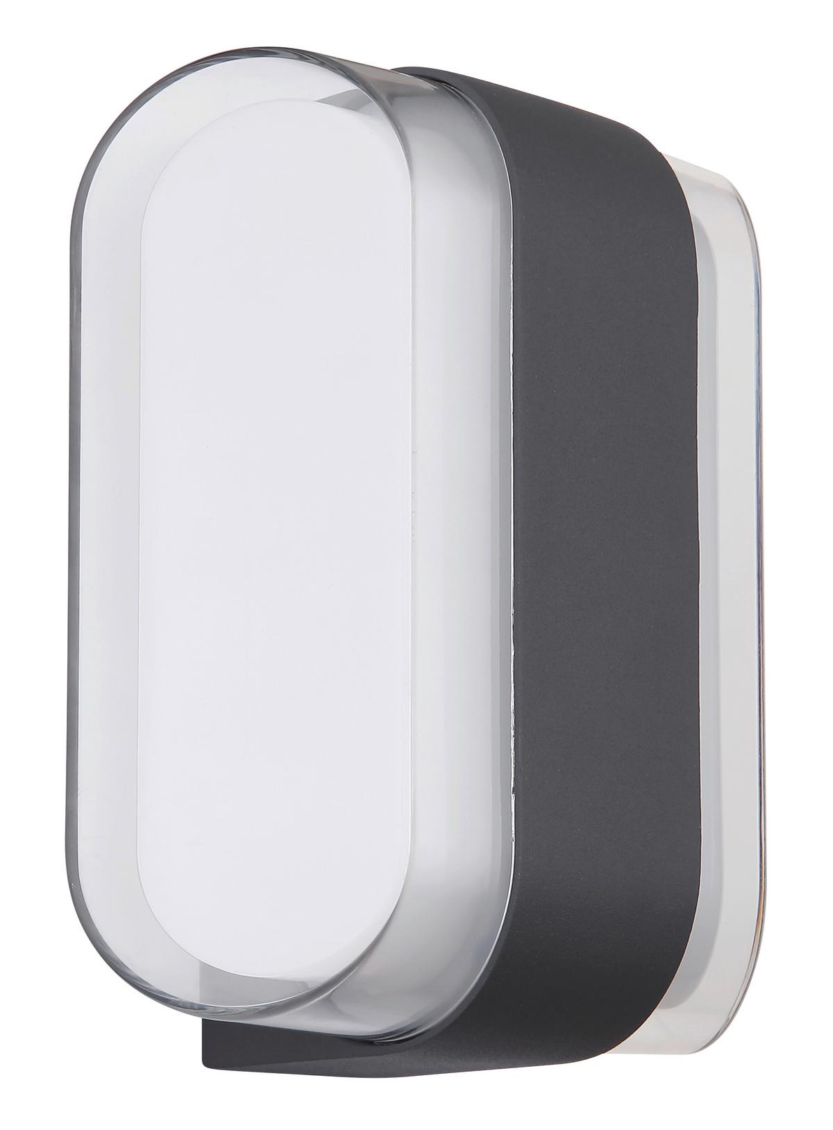 Zunanja Stenska Svetilka Plixon, S Sijalko - opal/antracit, Design, kovina/umetna masa (16/7,8/12,5cm) - Globo