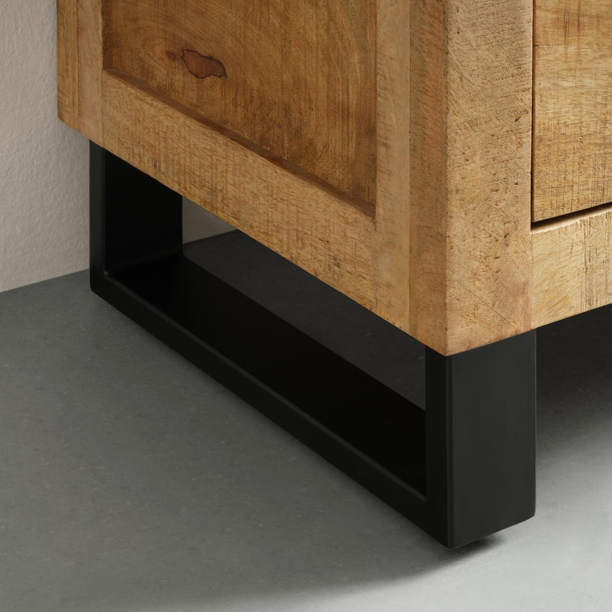 Vitrine Everest in Naturfarben/Schwarz - Schwarz/Naturfarben, Natur, Glas/Holz (100/180/40cm) - Mömax