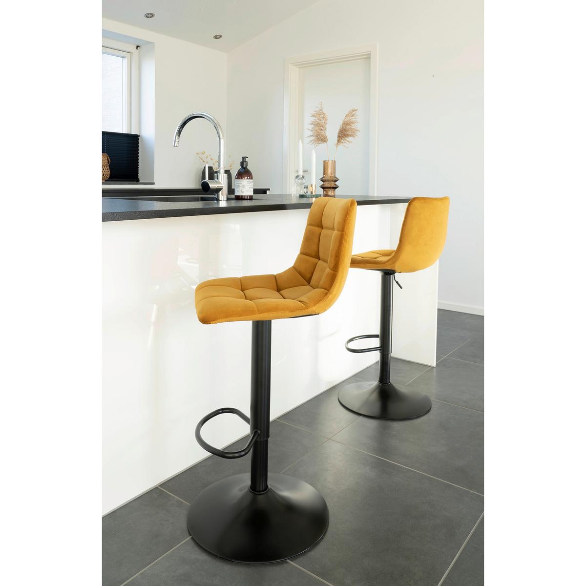 Barhocker-Set Middelfart 2er-Set Senfgelb/Schwarz - Senfgelb/Schwarz, MODERN, Textil/Metall (43/88-108/45cm) - MID.YOU