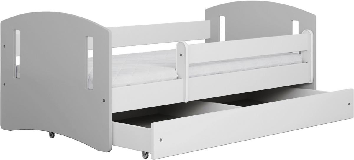 Otroška Postelja Classic 2, Bela, Siva, 80x140cm - siva/bela, Moderno, tekstil/leseni material (80/140cm) - MID.YOU