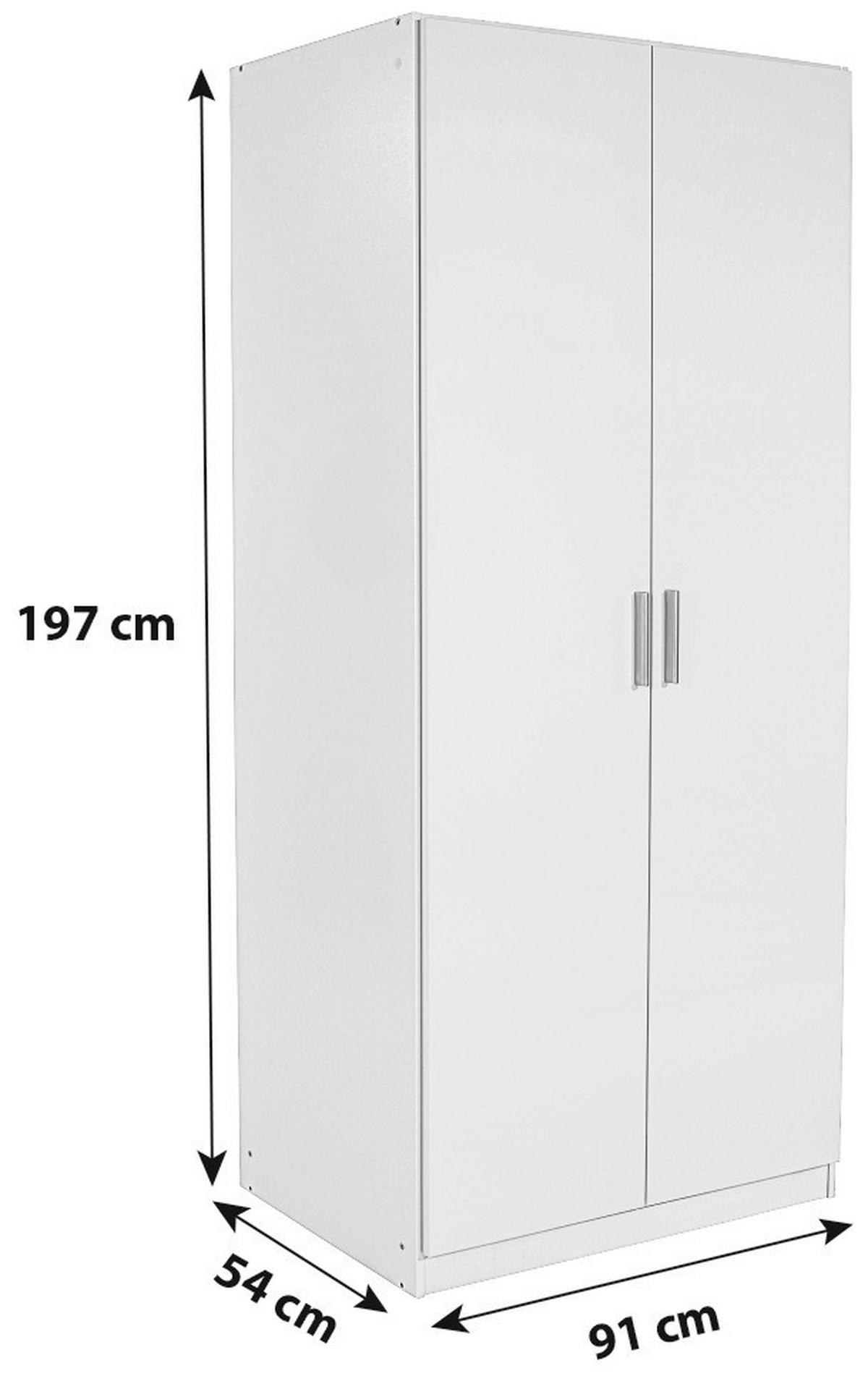 Omara Za Oblačila Celle, Bela, Š. 91 Cm - bela/barve aluminija, Moderno, umetna masa/leseni material (91/197/54cm) - Premium Living