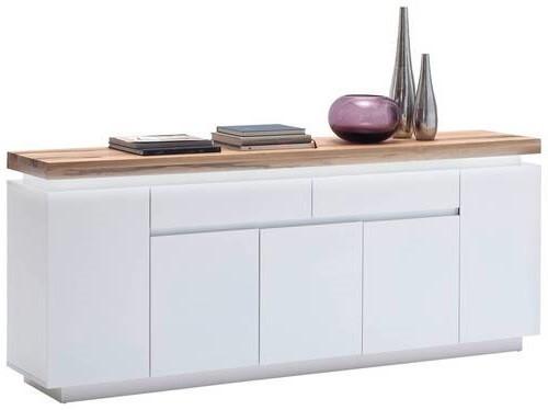 KOMODA SZEROKA ROMINA - kolor dębowy/biały, Design, materiał drewnopochodny/drewno (200/81/40cm)
