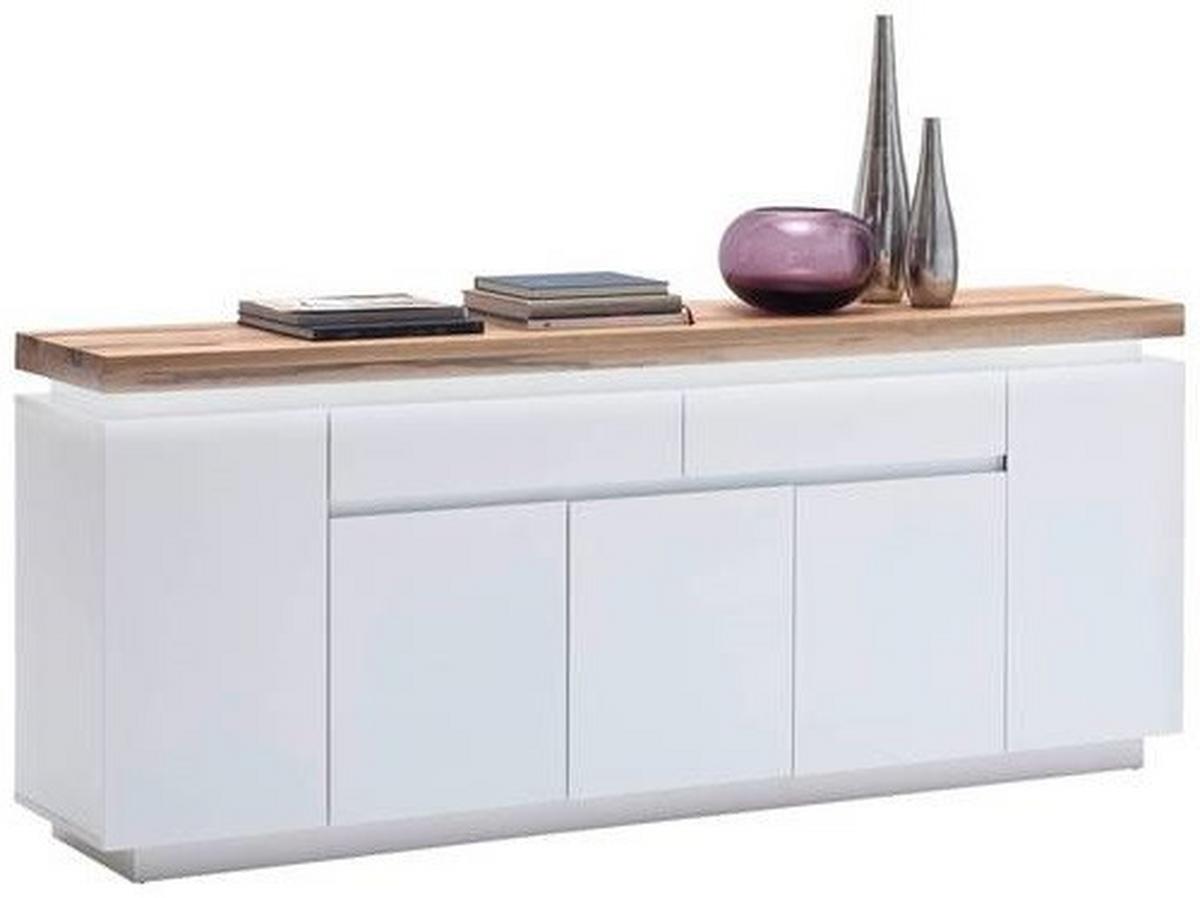 KOMODA SZEROKA ROMINA - kolor dębowy/biały, Design, materiał drewnopochodny/drewno (200/81/40cm)