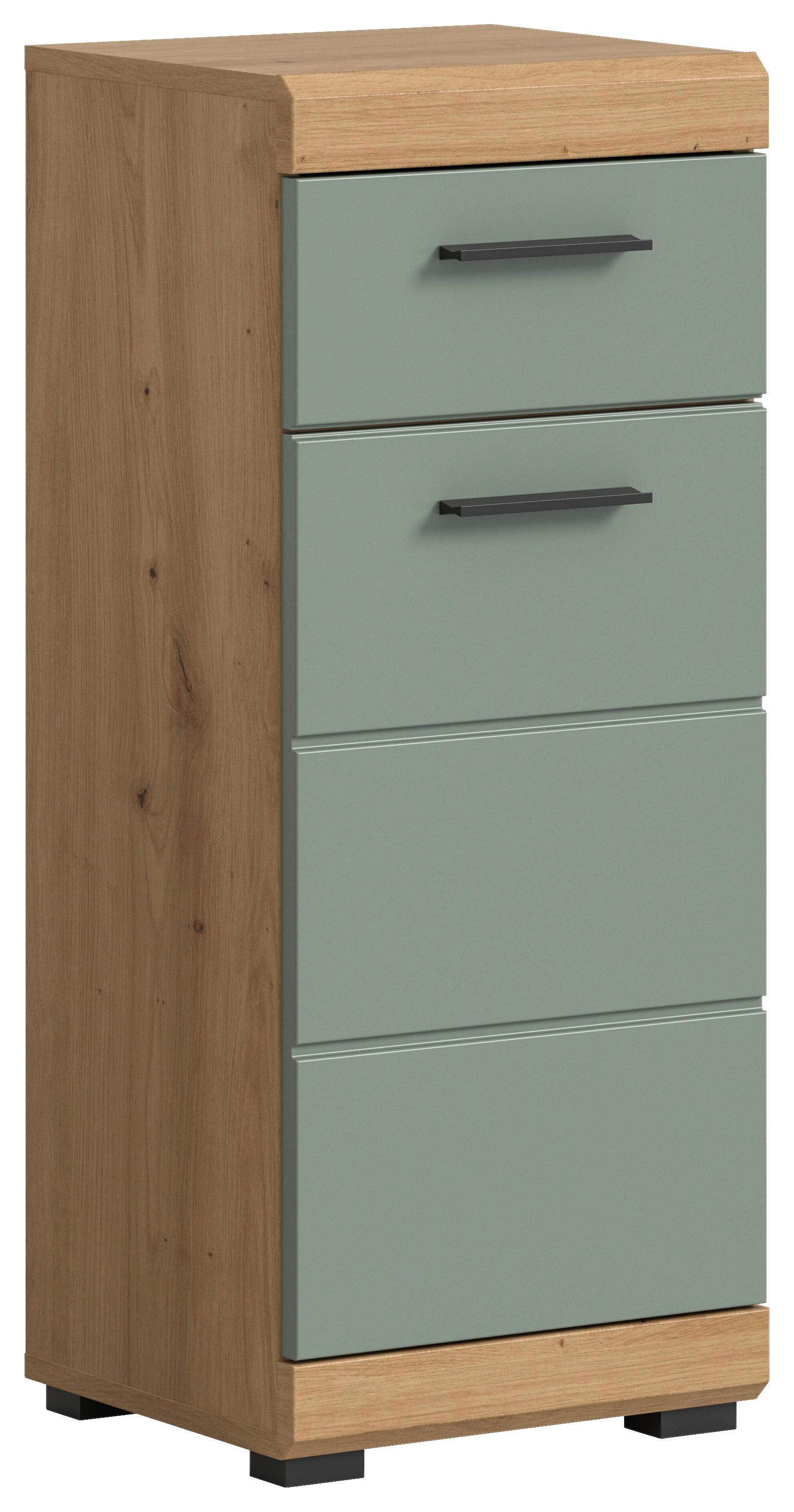 Midischrank Scout ca. 37x88x31 cm Salbeigrün - Salbeigrün/Schwarz, MODERN, Holzwerkstoff/Kunststoff (37/88/31cm) - MID.YOU