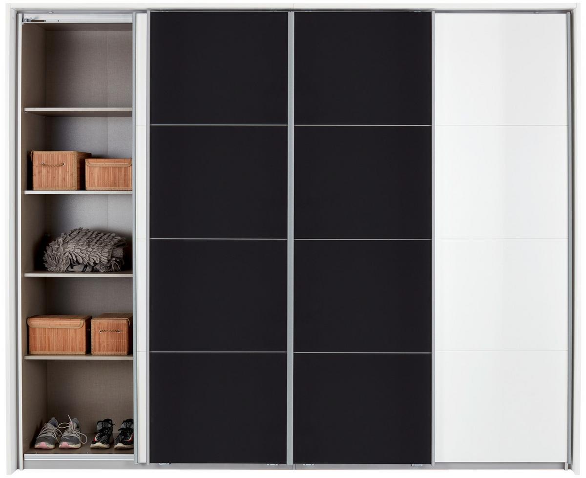 Dulap cu uși glisante BENSHEIM 361/230 - alb/gri închis, Modern, sticlă/material pe bază de lemn (361/230/62cm) - James Wood
