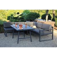 Loungegarnitur Signature aus Metall mit Kissen - Anthrazit/Silberfarben, Basics, Holz/Textil (130/63/240cm) - Acamp
